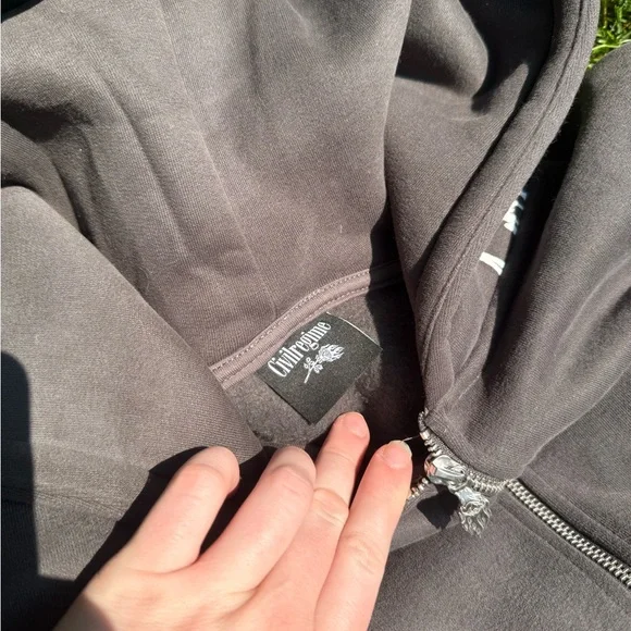 Basically new civil regime brigade zip up hoodie in charcoal grey - size medium